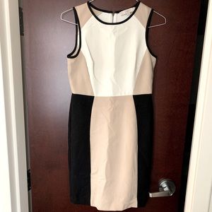 LOFT Sleeveless Dress Neutral Colorblock Office Business size 2